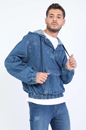 Erkek Jean Sweatshirt Koyu Mavi