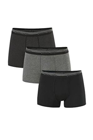 Pierre Cardin Erkek 3'lü Boxer Çizgili/Düz