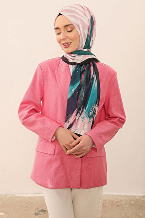 Kadın Karışık Renkli Zebra Desenli Soft Şal Pudra