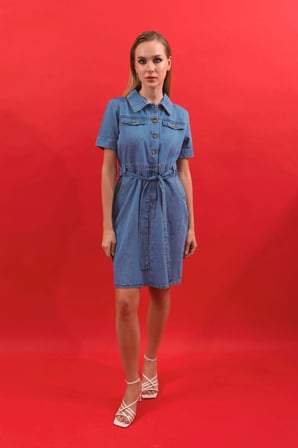 Banny Jeans Kemer Detaylı Jean Elbise