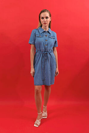 Banny Jeans Kemer Detaylı Jean Elbise