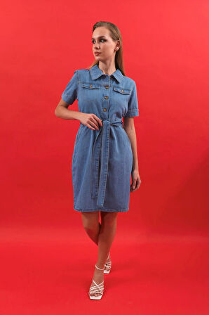 Banny Jeans Kemer Detaylı Jean Elbise