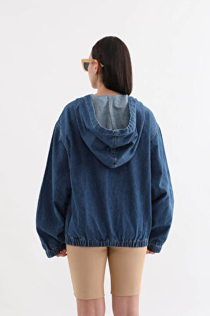 Kadın Kapüşonlu Jean Sweatshirt
