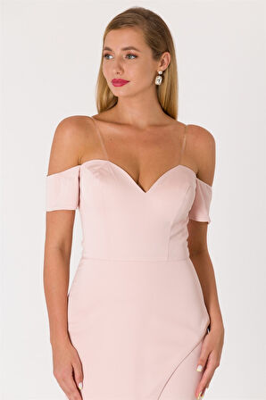 Kayık Yaka Yırtmaçlı Abiye Elbise Gani