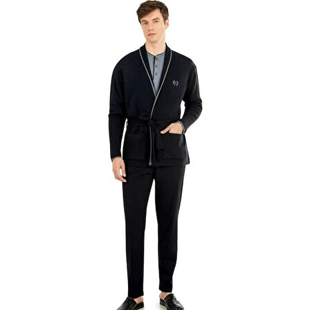 Pierre Cardin Erkek Çeyizlik Uzunkollu Pijama ve Triko Sabahlık 3'lü Set Takım