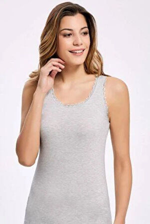 Melanjlı Dantelli Geniş Askılı Kadın Atlet    10 Adet