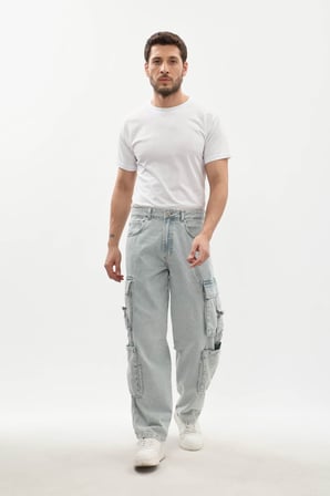 Erkek Kargo Cepli Jean Pantolon