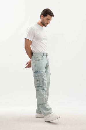 Erkek Kargo Cepli Jean Pantolon