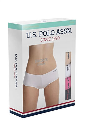 U.S. Polo Assn. Kadın 5'li Şort Boxer (Siyah-Beyaz-Ten-Beyaz-Ten)