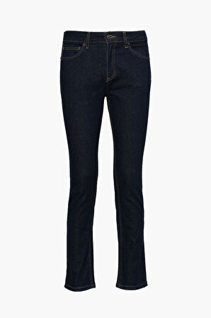 Erkek Düz Kesim Likralı Slim Fit Lacivert Jean Pantolon