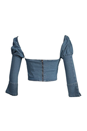 Karpuz Kol Açık Mavi Denim Büstiyer