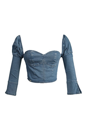 Karpuz Kol Açık Mavi Denim Büstiyer