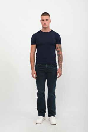 Erkek Likralı Regular Fit Haki Jean Pantolon