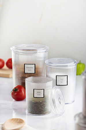 12li Barok Yuvarlak 3 Boy Kavanoz Seti & Saklama Kabı & Erzak Kabı (4*2000 ML, 4*1000 ML, 4*500 ML)