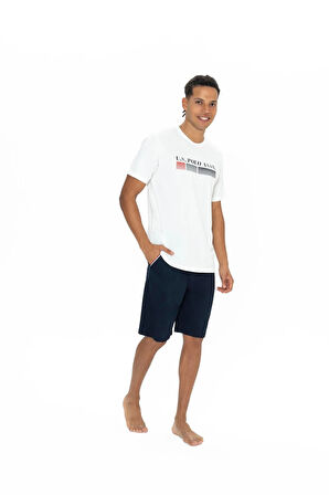U.S. Polo Assn. Erkek Alt Üst Yuvarlak Yaka Pijama Şort Takımı