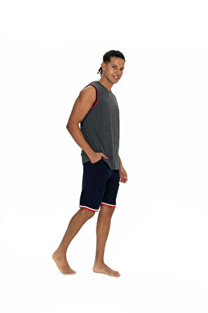 U.S. Polo Assn. Erkek Alt Üst Kolsuz Yuvarlak Yaka Pijama Şort Takımı