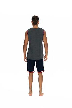 U.S. Polo Assn. Erkek Alt Üst Kolsuz Yuvarlak Yaka Pijama Şort Takımı