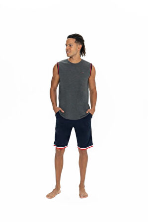 U.S. Polo Assn. Erkek Alt Üst Kolsuz Yuvarlak Yaka Pijama Şort Takımı