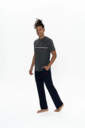 U.S. Polo Assn. Erkek Alt Üst Düğmeli Pijama Takımı