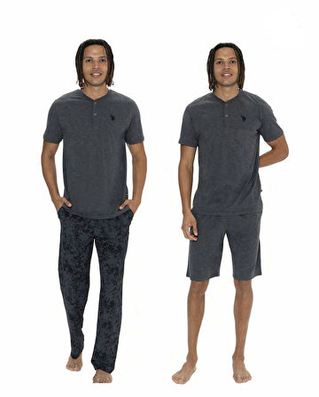 U.S. Polo Assn. Erkek 3'lü Düğmeli Pijama Takımı