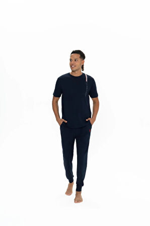 U.S. Polo Assn. Erkek Yazı Detaylı Yuvarlak Yaka Pijama Takım