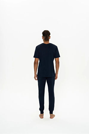 U.S. Polo Assn. Erkek Yazı Detaylı Yuvarlak Yaka Pijama Takım