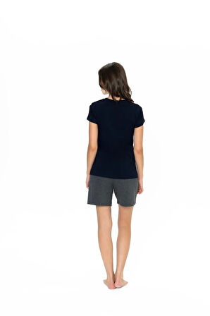 U.S. Polo Assn. Kadın Yuvarlak Yaka Alt Üst Pijama Şort Takım