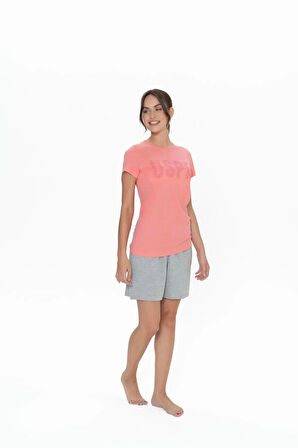 U.S. Polo Assn. Kadın Yuvarlak Yaka Renkli Pijama Şort Takım