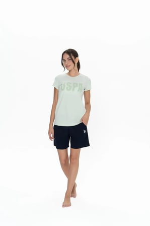 U.S. Polo Assn. Kadın Yuvarlak Yaka Renkli Pijama Şort Takım