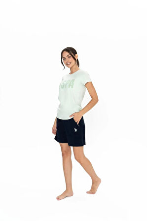 U.S. Polo Assn. Kadın Yuvarlak Yaka Renkli Pijama Şort Takım