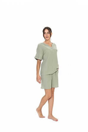 U.S. Polo Assn. Kadın %100 Pamuk Yazlık Kısa Kollu Pijama Şort Takım