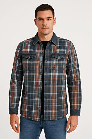 Erkek %100 Pamuk Rahat Kesim Jean Gömlek Ceket