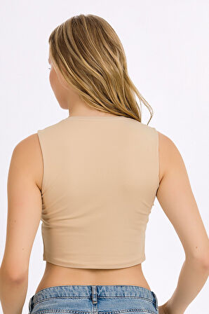 Kadın Likralı Kolsuz Crop