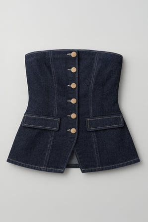 Blue White Kadın Denim Büstiyer