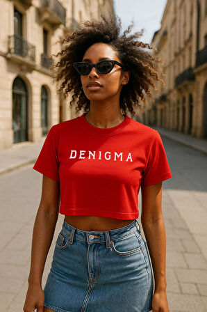 Kadın Bisiklet Yaka Kısa Kollu Crop T-Shirt