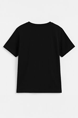 Kadın Bisiklet Yaka %100 Pamuk Blok Baskılı Kısa Kollu T-Shirt