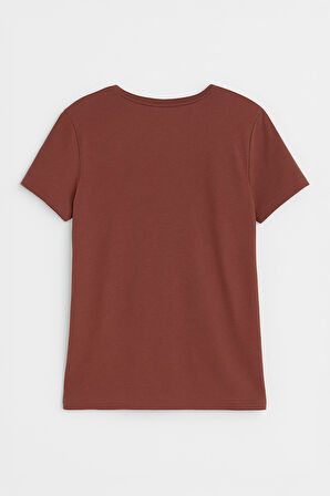 Kadın V Yaka Kısa Kollu Düz T-Shirt