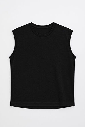 Erkek Bisiklet Yaka Sıfır Kol %100 Pamuk T-Shirt