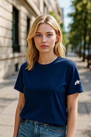 Kadın Bisiklet Yaka Basic Düz Kısa Kollu T-shirt