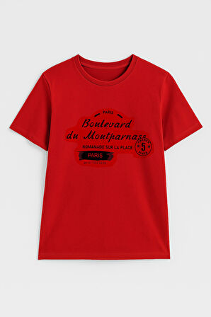 Kadın Bisiklet Yaka Baskılı Siyah T-shirt