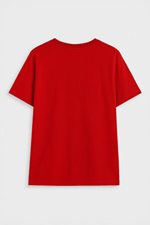 Kadın Bisiklet Yaka Baskılı Siyah T-shirt