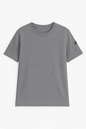 Erkek Bisiklet Yaka Basic Düz Kısa Kollu Gri T-shirt