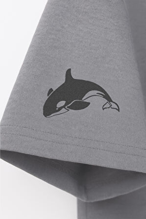 Erkek Bisiklet Yaka Basic Düz Kısa Kollu Gri T-shirt