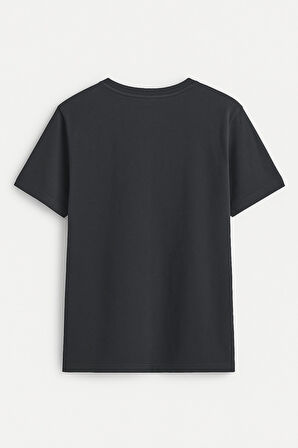 Erkek Rahat Kesim Bisiklet Yaka Baskılı Beyaz T-shirt