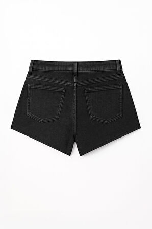 Kadın Yüksek Bel Püsküllü Paça Jean Şort