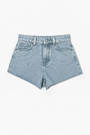 Kadın Yüksek Bel Püsküllü Paça Jean Şort