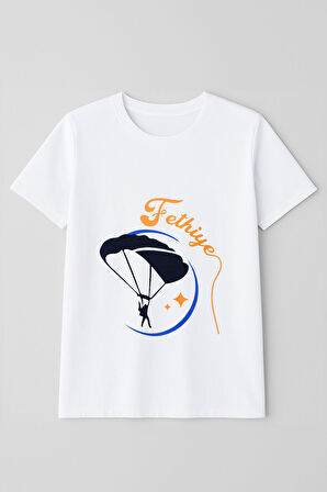 Kadın Bisiklet Yaka %100 Pamuk Fethiye Baskılı Kısa Kollu T-Shirt