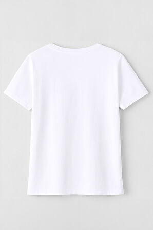 Kadın Bisiklet Yaka %100 Pamuk Didim Baskılı Kısa Kollu T-Shirt