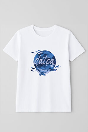 Erkek Bisiklet Yaka %100 Pamuk Datça Baskılı Kısa Kollu T-shirt
