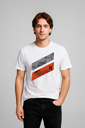 Erkek %100 Pamuk Bisiklet Yaka Baskılı T-shirt